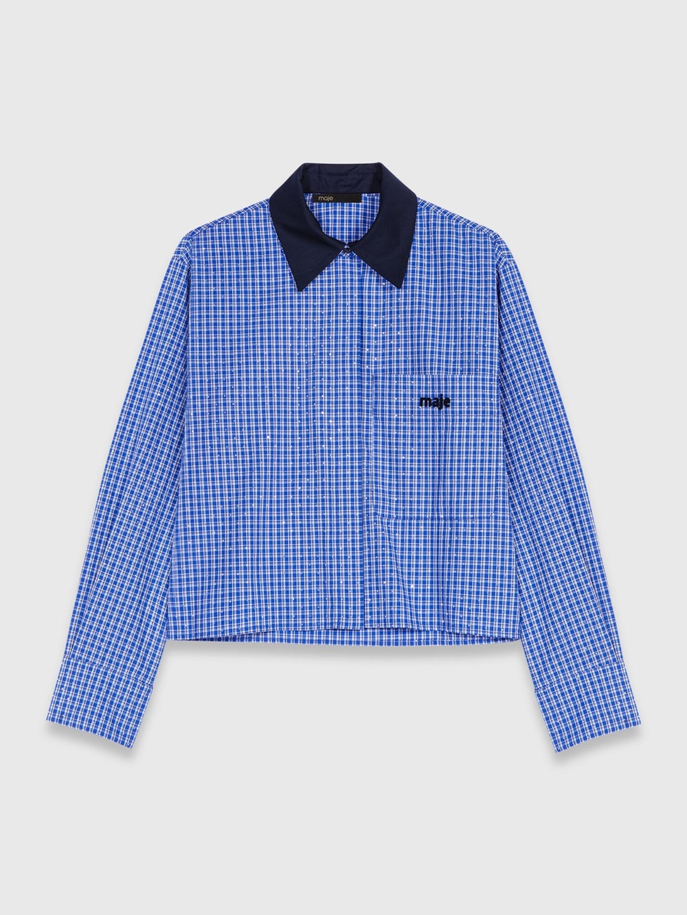 Blue Check Collared Long-Sleeve Shirt